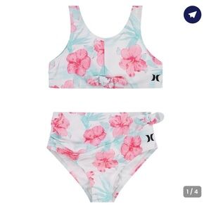 Hurley Kids Floral Bikini - Pink and White